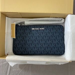Michael Kors- Jet Set Travel Wristlet- Navy Blue